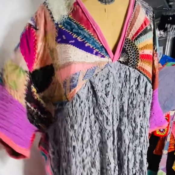 Painted Oyster Upcycled One Of A Kind Dress (One Size) - Picture 4 of 11